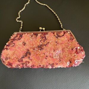 Pink sequin beaded purse